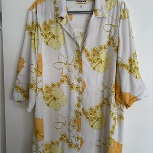 Paradise Now Plumeria Button Down Shirt Dress